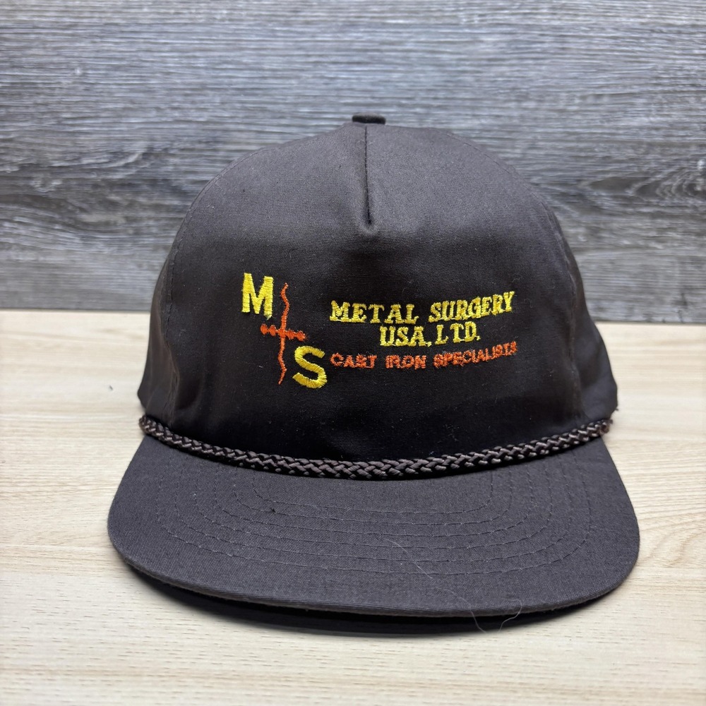 Vintage Metal Surgery USA Ltd Hat Strap Back Brown Rope Embroidered Industrial